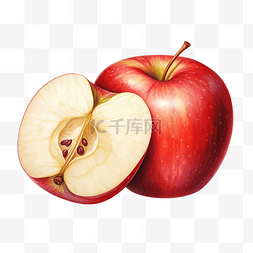 新鲜的苹果图片_一半的苹果插画