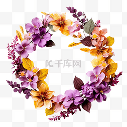 五颜六色的玫瑰花图片_感恩节花环与色彩缤纷的秋叶