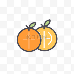 白色背景上的两个橙子轮廓图标 