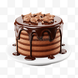 生日派對图片_巧克力生日蛋糕 3d 插图