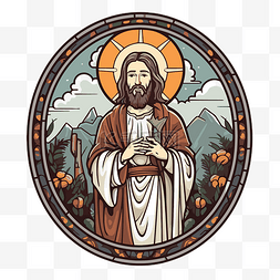圆形框架卡通中的基督剪贴画耶稣