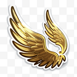 金色金色翅膀符号贴纸 向量