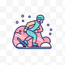 彩色滑板设计矢量图片_与滑板手线条风格的滑雪图标 向