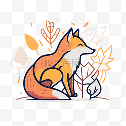 秋天画中的狐狸 向量
