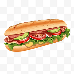三明治剪贴画肉类和蔬菜三明治黑