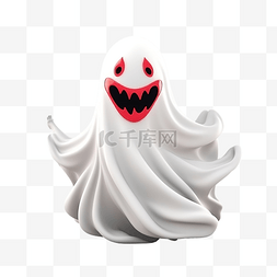 3D 渲染插图可怕的白色幽灵，有尖
