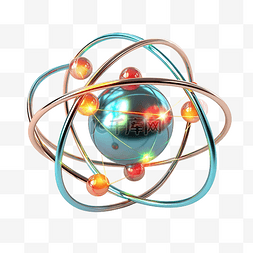 学分子图片_背景上孤立的电子质子原子的 3d 