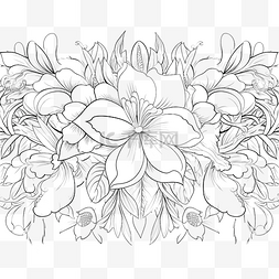 美丽的单色插图，用于带有线性花
