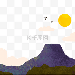绿色的山峰图片_山脉火山白云太阳
