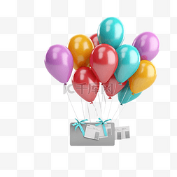 促销装饰气球图片_3d 插图气球和折扣券