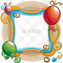 卡通生日彩色气球图片_框架和邊框 向量
