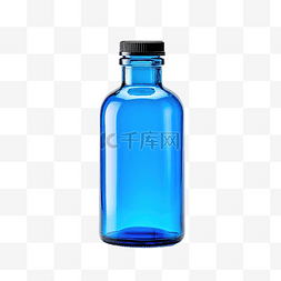 孤立的蓝色玻璃小瓶