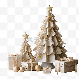 家居线图片_手工制作的圣诞树和桌上的礼物