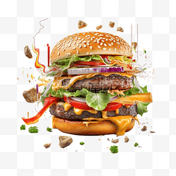 香辣芝麻干锅牛蛙图片_人工智能生成汉堡包芝士汉堡快餐