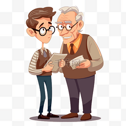 说话的小熊图片_导师剪贴画老人拿着一本书和爷爷