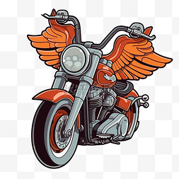 摩托车与大翅膀矢量图