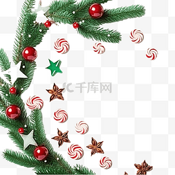 松枝圣诞帽图片_圣诞节树枝的组成