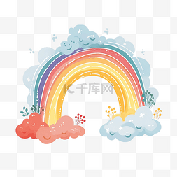 彩虹可爱背景素材图片_有机彩虹可爱彩虹插画