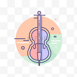 带有彩色背景和平面图标的小提琴