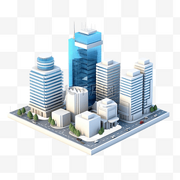 遊戲背景图片_迷你3d城市建筑插画