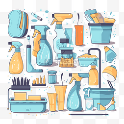 清洁和消毒图片_清洁和消毒厨房工具和设备 向量