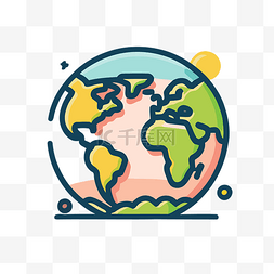 地球样式图标图片_平面设计插图中的地球 向量