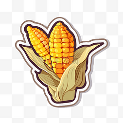玉米和秸秆剪贴画的贴纸 向量