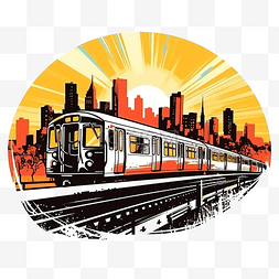 纽约地铁图形元素插画