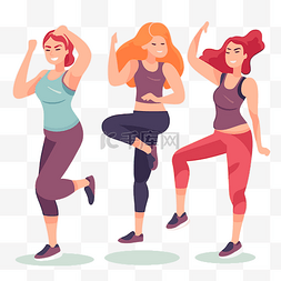 人体肌肉卡通图片_有氧运动剪贴画三个女人锻炼 向