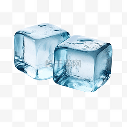 立方体透明蓝色图片_三个人造冰块