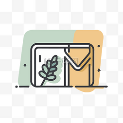 卡用叶子图片_邮件业务图标和叶子，带有简单的