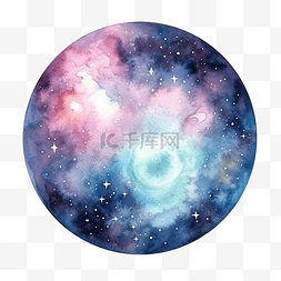 天上的星图片_银河水彩画