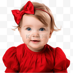 小姑娘身体图片_穿着红色圣诞礼服的可爱白人女婴