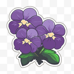 三色堇花形状的紫色三色堇贴纸 