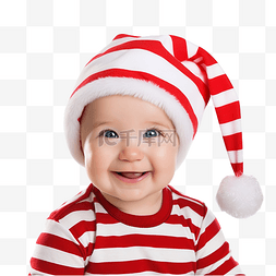 戴着圣诞老人帽子的快乐小男孩在