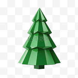 最小低聚 3d 渲染圣诞绿树隔离