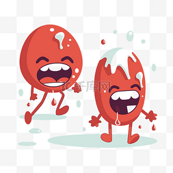 没有嘴巴的人图片_疼痛剪贴画两个红细胞卡通人物带