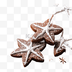 八角星形状图片_星星形状的巧克力圣诞饼干，加糖