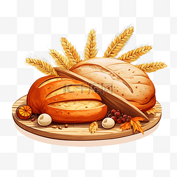 感恩节烤面包卡通彩色剪贴画