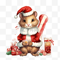 圣诞袜，里面有糖果和可爱的啮齿