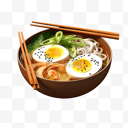 亚洲食品拉面日本食品的 3D 插图