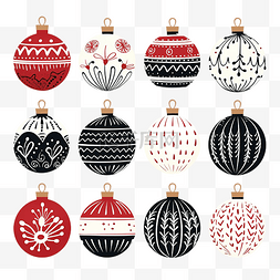 冬季圣诞球图片_斯堪的纳维亚风格的大套装圣诞球