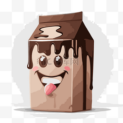 卡通盒巧克力牛奶伸出舌头剪贴画