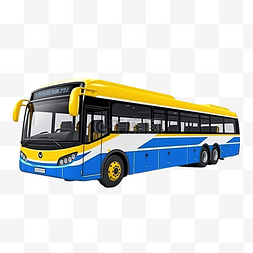 走到光亮的前路图片_3D渲染泰国城市巴士蓝色白色黄色