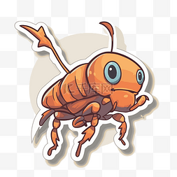 跳蚤图片_米色背景上有短腿的可爱卡通昆虫