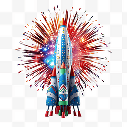 新年喜庆的图图片_新年烟花火箭图3d
