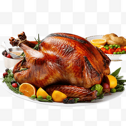 感恩节晚餐烤整只火鸡