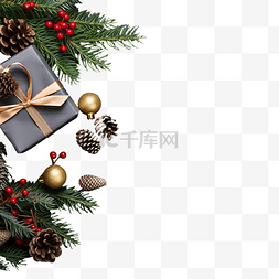 深色装饰品图片_圣诞礼品盒和装饰品