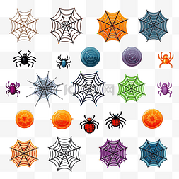 蜘蛛线蜘蛛网图片_用于万圣节设计和装饰的卡通蜘蛛