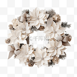 木墙上白色风格的圣诞花环装饰